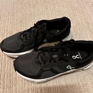 WOMENS On Running Black and White Athletic Shoes
